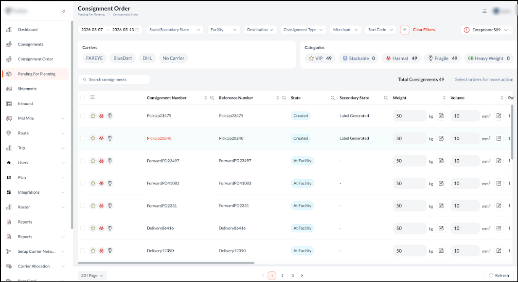 pending for plannning