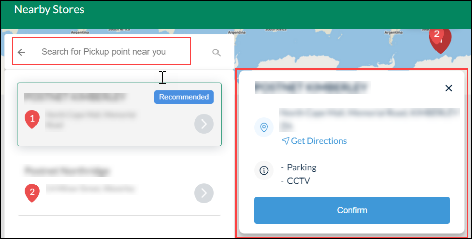 Improved search mechanism for Pick-up/Drop-off (PUDO) function