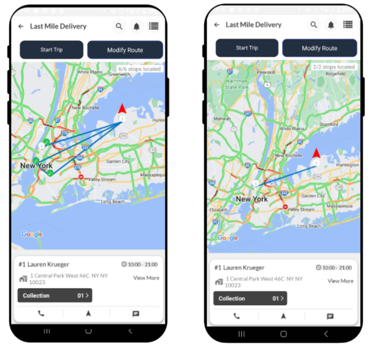 Enhanced Map View: Focused and Streamlined Job Display for Drivers