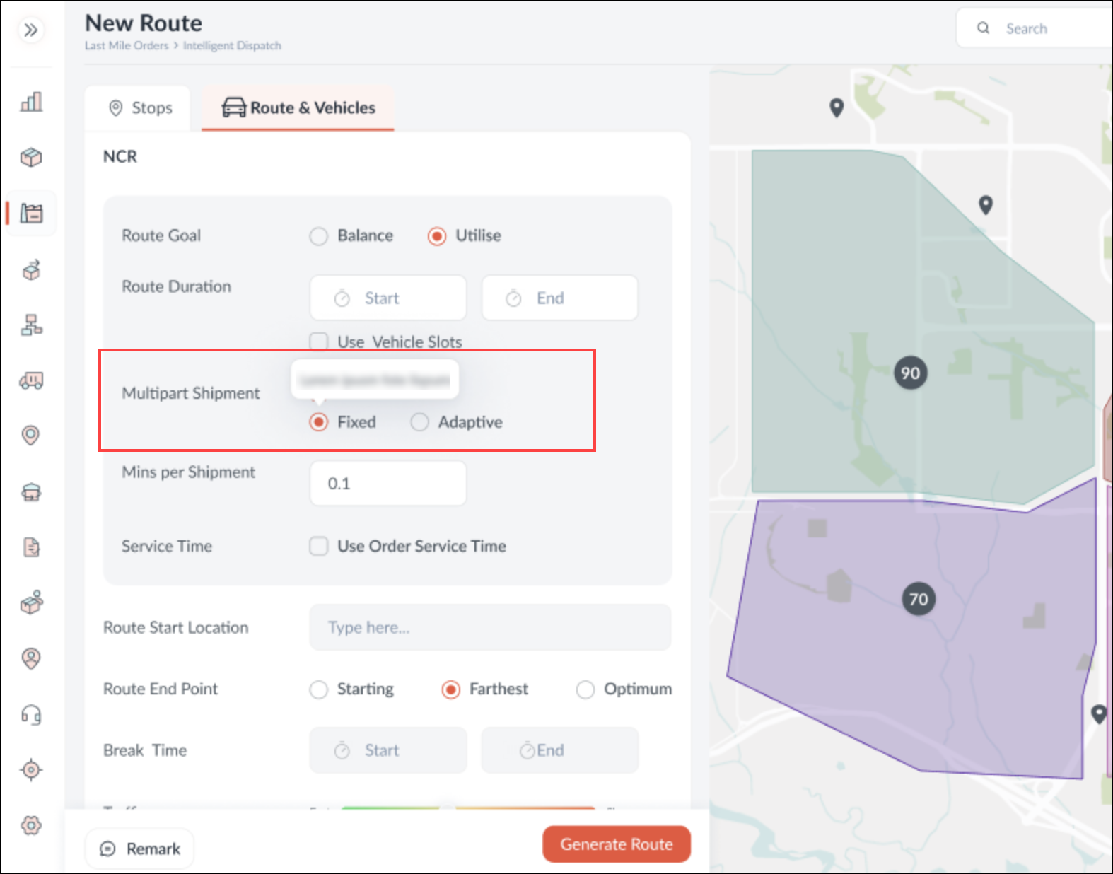 ‘Smart’ stops in Multipart Shipment routing