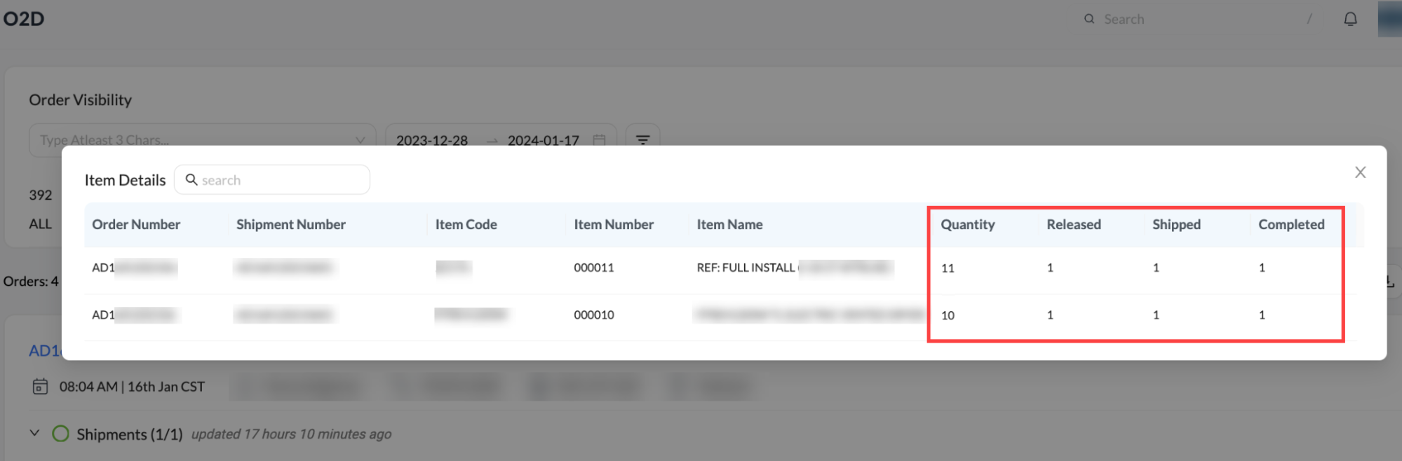 ‘Item level’ visibility of Big & Bulky orders