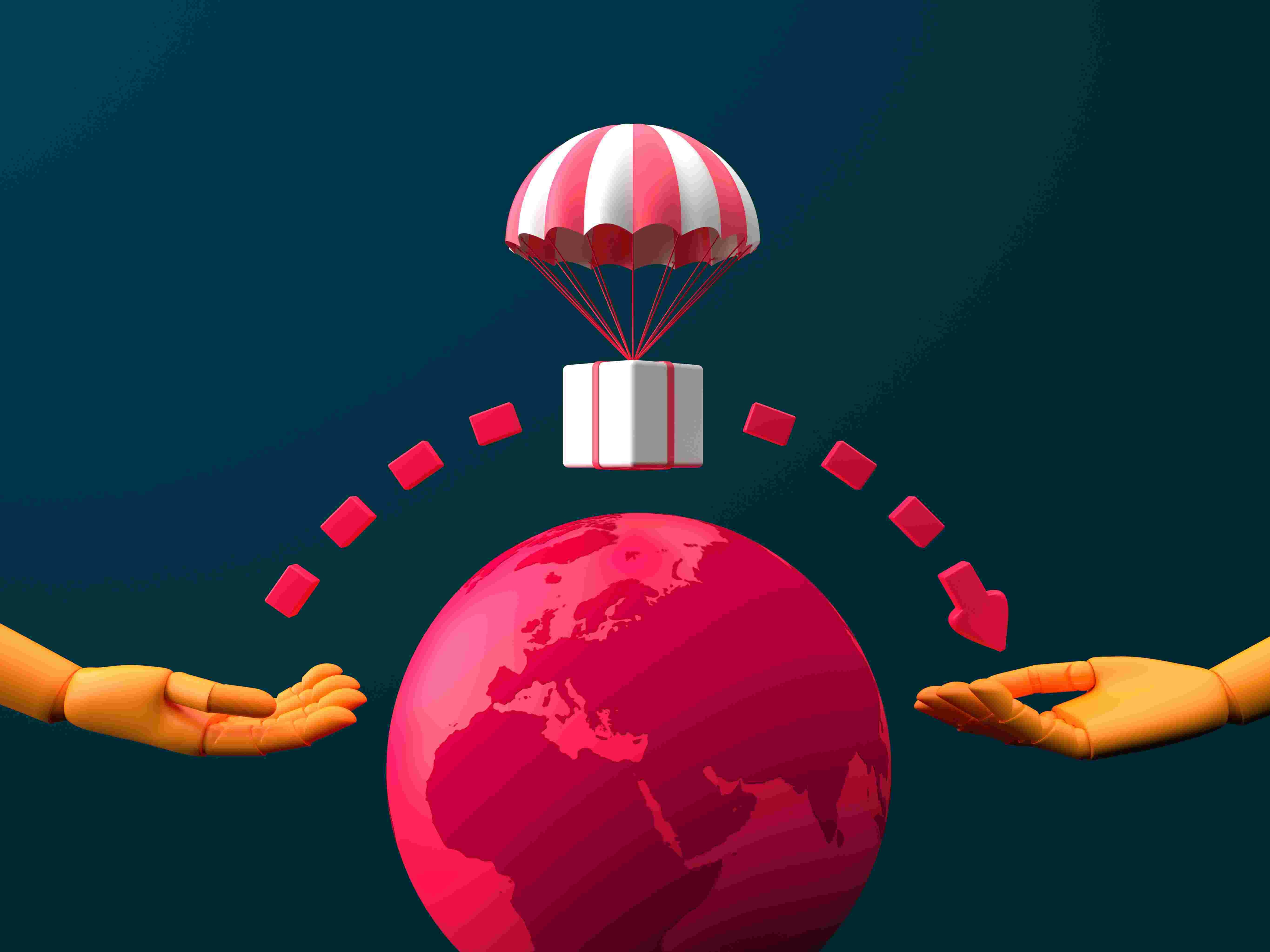3d rendewring cryptocurency distribution concept